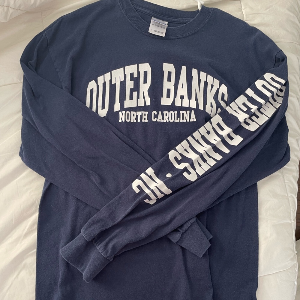 Navy blue long sleeve tee with North Carolina script.